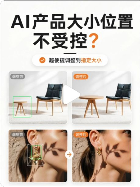 产品大小与画面位置调整案例图片