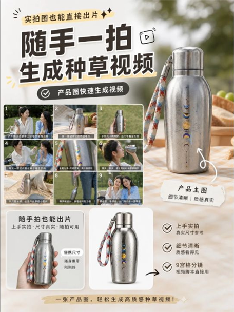 钛钢水杯种草视频案例图片