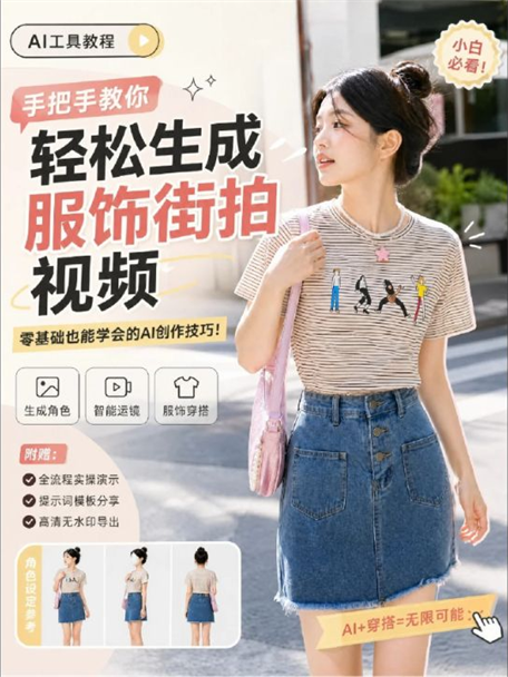 花纹服饰模特街拍视频案例图片